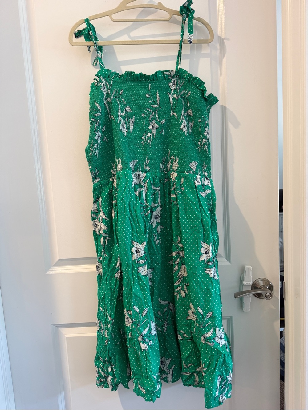 Draper James Green Floral Midi Sundress with White Blooms